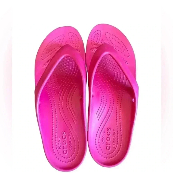 Crocs iconic comfort flip-flops pink Size 10 - Picture 4 of 8